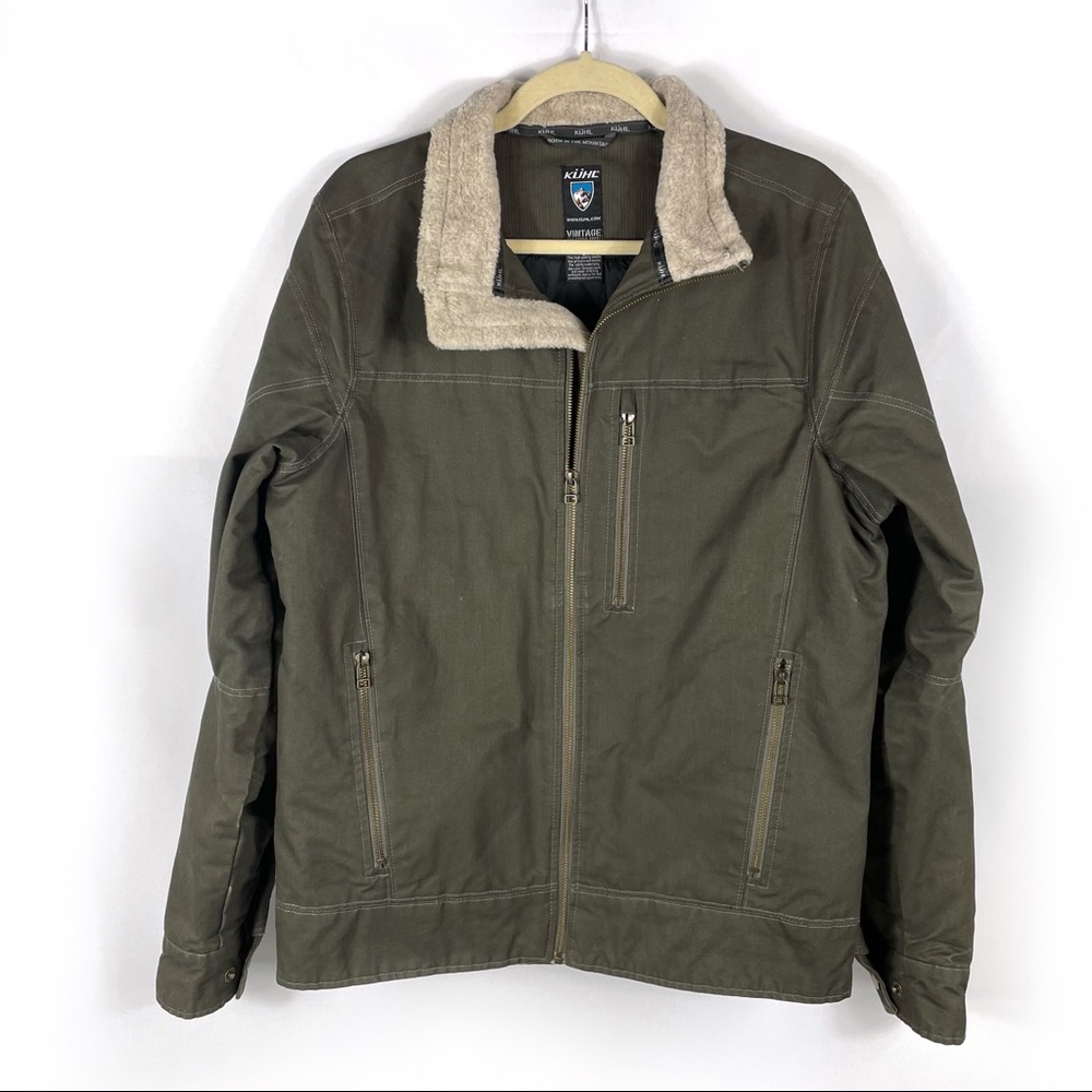 Kuhl Burr Jacket Sherpa Lined Vintage Patina Dye Green Full Zip Mens